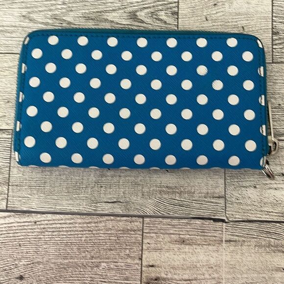 Michael Kors Blue and White Polka Dot Wallet - Picture 2 of 11